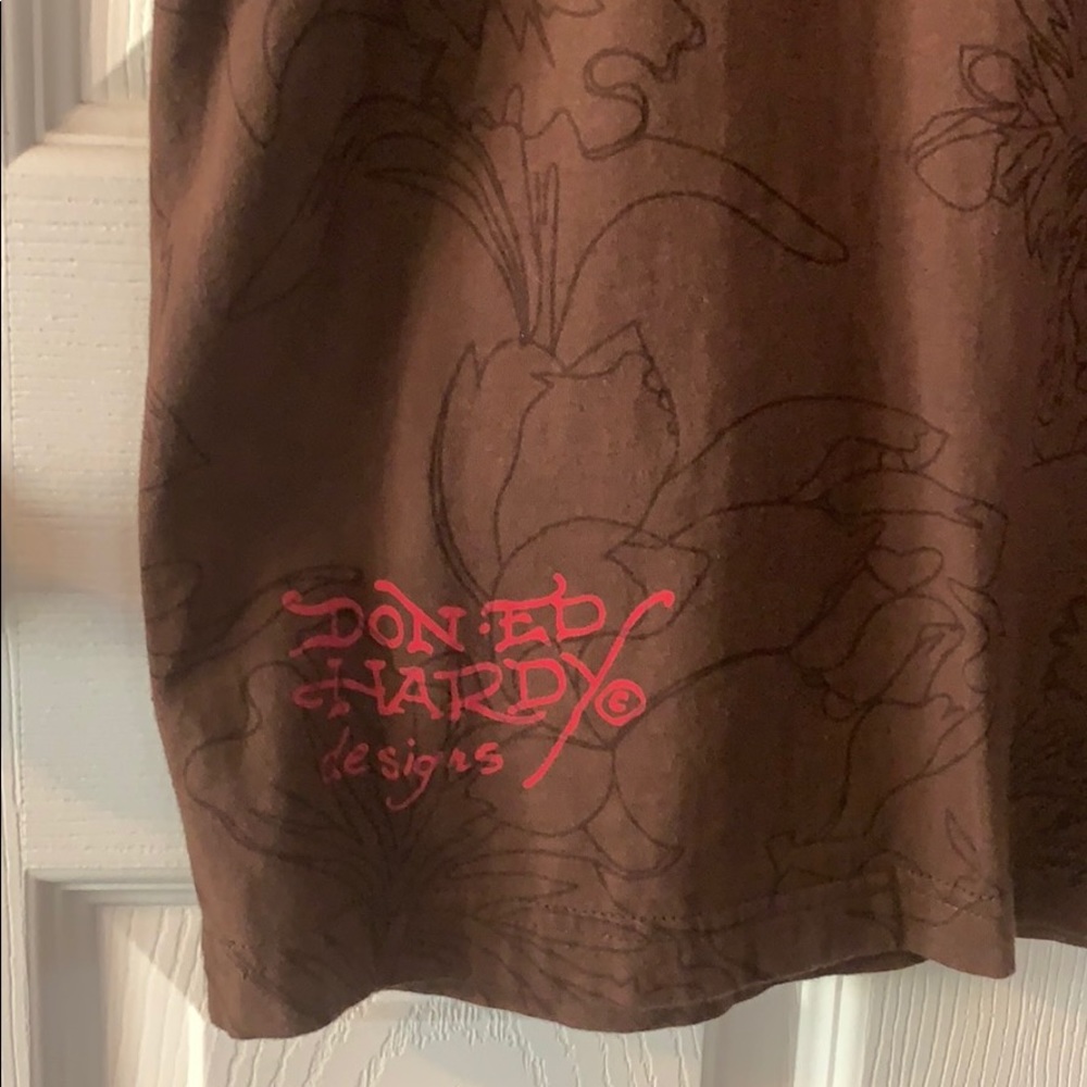 Vintage Ed Hardy Y2K Panther & Rose  sequined T-Shirt - Picture 8 of 9